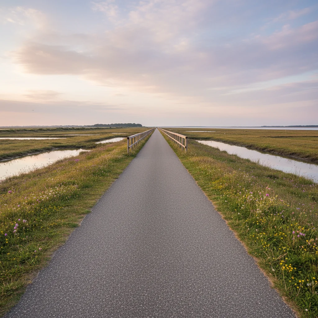 Piste cyclable longeant les prés-salés entre Cayeux et Saint-Valery-sur-Somme