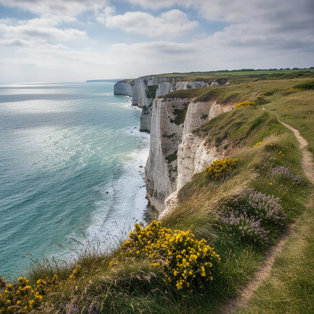 Le sentier de crête entre Ault et Onival sur les falaises de craie picarde