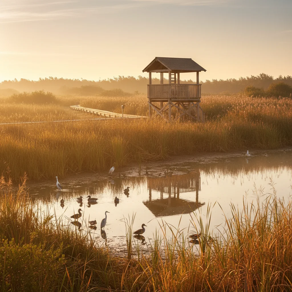 Observatoire ornithologique dans la Baie de Somme, à proximité d'Ault
